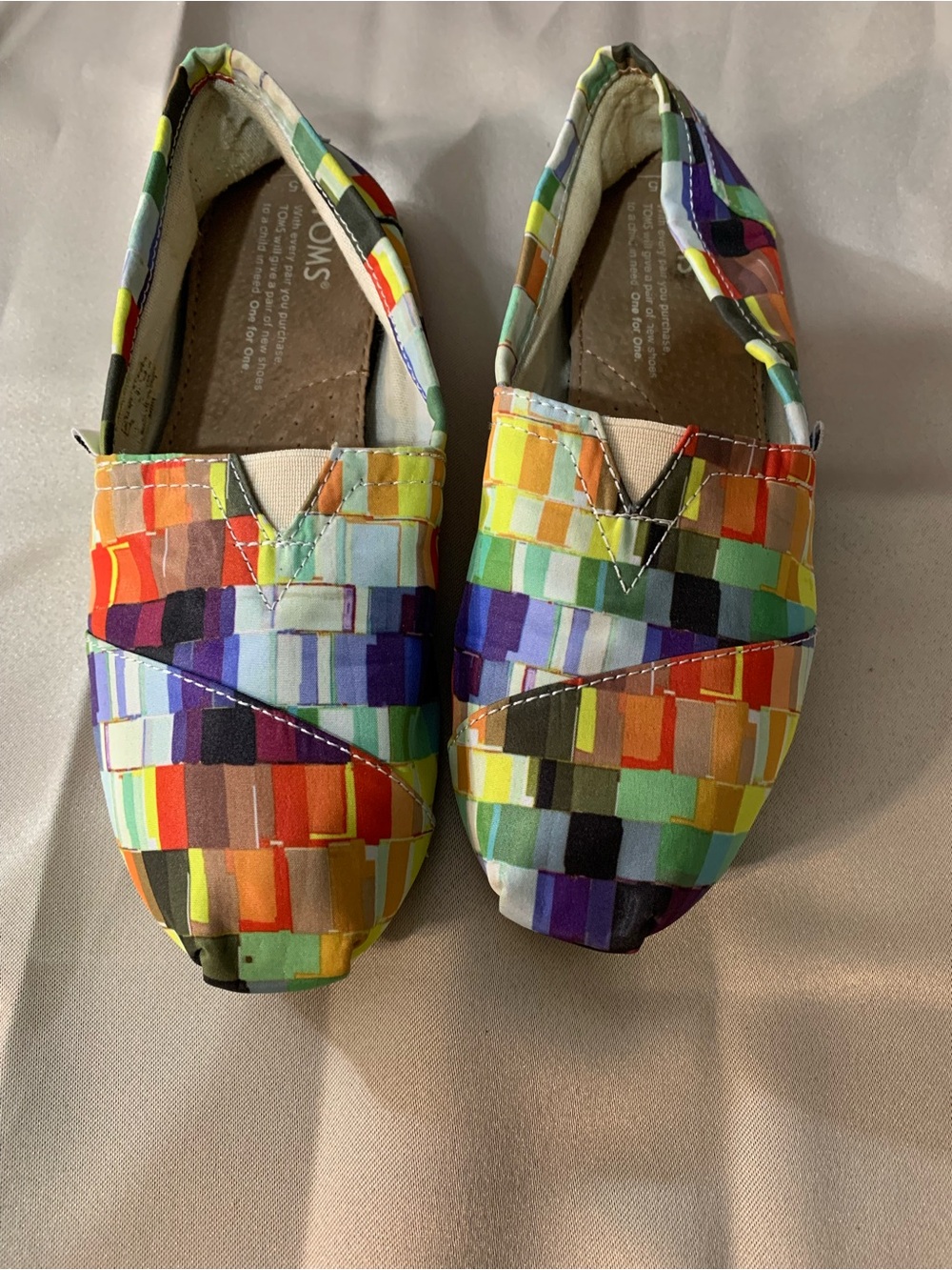 Toms Multicolor Mosaic Canvas Slip-On Flats A/15